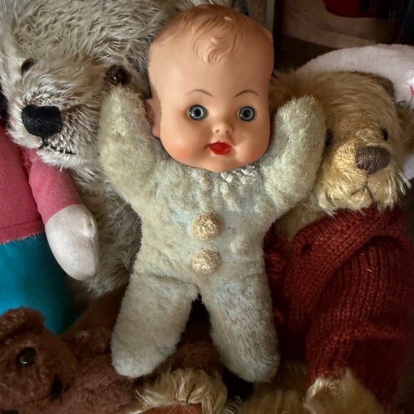 1950's Baby Boy Plush Body Rubber Head - Picture 4 of 14